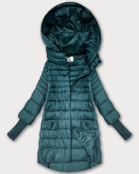 Zelená dámská bunda pro přechodné období s úpletovými stahovacími lemy (1828) odstíny zelené L (40)