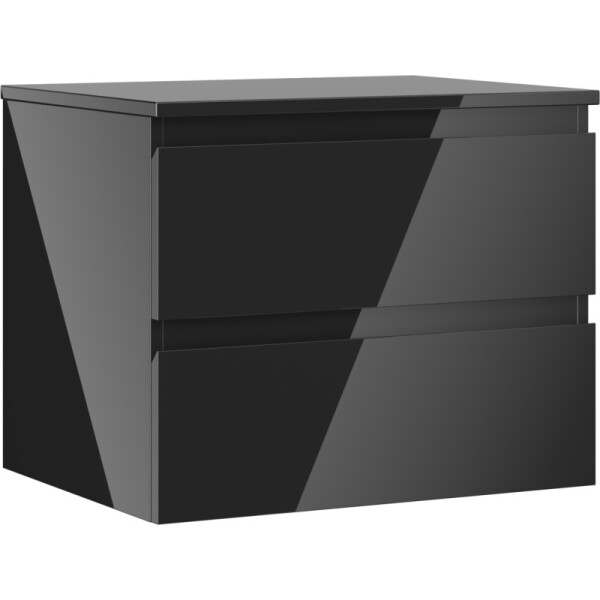 MEXEN/S - Orio koupelnová skříňka pod umyvadlo 60 cm s deskou, 2 zásuvky, černá lesk 91A10-06047-2-BFFC70