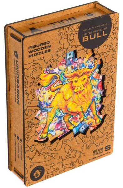 Unidragon dřevěné puzzle - Býk velikost S