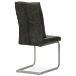Jídelní židle, šedá látka v dekoru vintage kůže, kovová podnož, broušený nikl