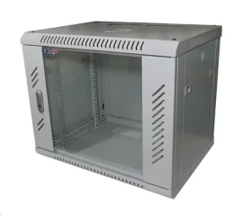 LEXI-Net 19" nástěnný rozvaděč 9U 600x450 šedý / Nástěnný rozvaděč / nosnost 60 kg / skleněné dveře / rozložený (LN9U-60/45)