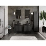 MEXEN/S - Rivel koupelnová skříňka pod umyvadlo 60 cm s deskou, 1 šuplík, reliéf , černá mat 91A20-06047-1-BFC71