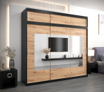 Šatní skříň Abi To s nástavcem Barva korpusu: Dub Sonoma, Rozměry: 150 cm, Dveře: Černá