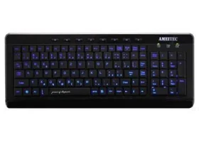 AMEI AM-K3001B černá / Drátová klávesnice / CZ layout / USB / Modré podsvícení / Multimediální klávesy (AMEI AM-K3001B)