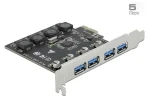 DeLock / Rozšiřující karta USB / PCIe x1 / 4x USB-A ext. / USB 3.2 Gen 1 (5 Gbit/s) (90509)