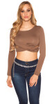 Sexy top KouCla Crop top dlouhým rukávem výřezy Einheitsgroesse