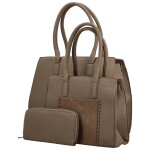 Trendy sada koženkových kabelek do ruky s peněženkou Namins, khaki