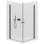 CERANO - Sprchový kout Antelo Duo L/P - 6 mm - černá matná, transparentní sklo - 100x100x190 - otočný CER-433281
