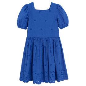 Šaty s madeirou s krátkým rukávem -modré - 134 BLUE