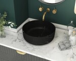 SAPHO - BLOK kamenné umyvadlo na desku, Ø 40cm, matný černý Marquin 2401-52