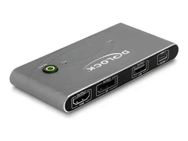 Delock / KVM Switch / USB-C na HDMI a DisplayPort / 8K MST / USB 2.0 (11485)