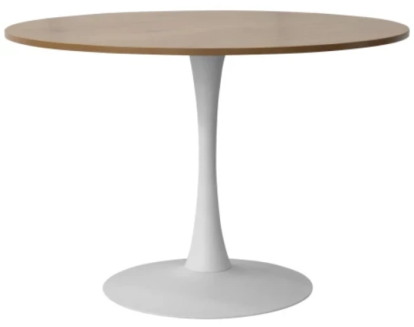 Kulatý jídelní stůl Ronduel, 110 cm, bílý/dub