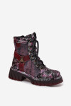 Dámské kotníčkové kožené workery 07072-23 Bordó vzor - Maciejka bordo vzor 41