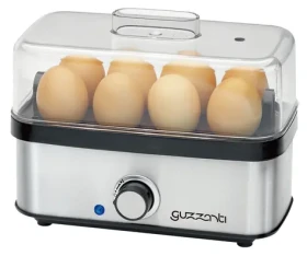 Guzzanti GZ 608 stříbrná / vařič vajec / 400W / pro 8 vajec / vejce na tvrdo měkko / nástavec na přípravu omelety (GZ 608)