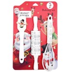 Dortisimo Cukrářská sada stěrka, váleček a šlehací metla bílá s vánočním motivem (3 ks)