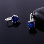 Náušnice Swarovski Elements Elizabeth Sapphire - srdíčko, Tmavě modrá