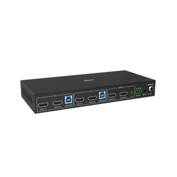 Lindy 2 Port Dual Head HDMI 4K60 černá / KVM přepínač / USB 3.0 / 2 PC / kovové tělo (39314)