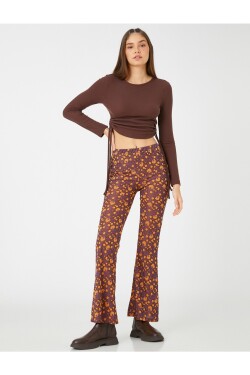 Koton Rozšířené kalhoty dlouhými nohavicemi květinovým elastickým pasem