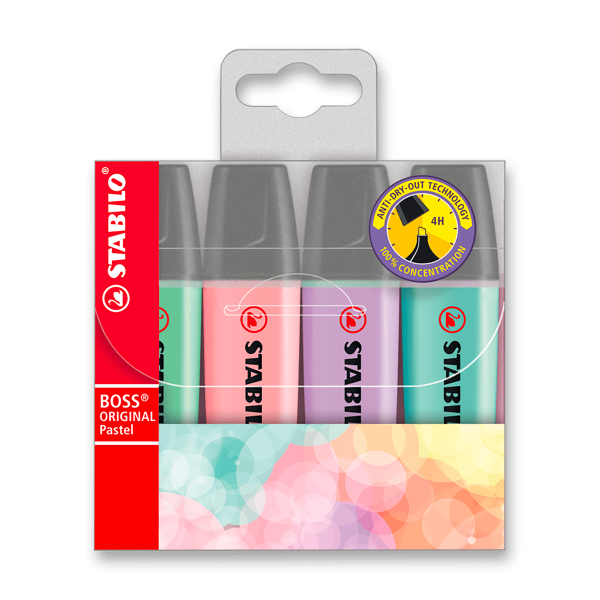 Zvýrazňovače Stabilo Boss Original - sada Pastel, 4 barvy