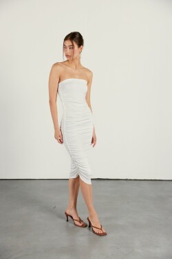 VATKALI Limitovaná edice nařasených šatů bílá