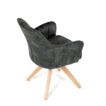 Židle jídelní, otočný mechanismus 360°, taštičkové pružiny v sedáku, tmavě zelená látka, noha masiv dub