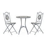 Zahradní set 1+2, kov, keramická mozaika, šedá, US1500 SET