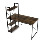 Stůl pracovní s regálem, MDF, dekor staré dřevo, černý kov