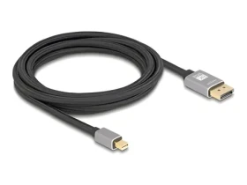 Delock 81093 3m černá/šedá / Kabel Mini DisplayPort na DisplayPort / 8K / 60 Hz / DP 1.4 / HDR (81093)