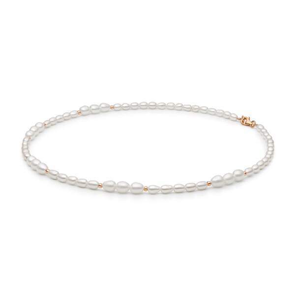 Perlový náhrdelník Sabrina - pravé perly, stříbro 925/1000, Zlatá 45 cm Bílá