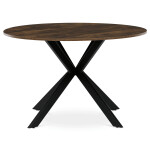 Stůl jídelní kulatý, 120x120x75,5 cm, MDF staré dřevo, černé kovové nohy