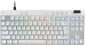 Logitech G Pro X TKL RAPID bílá / herní klávesnice / US layout / USB / RGB Lightsync (920-013242)