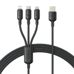 Baseus Rapid Series černá / Rychlonabíjecí kabel 3v1 / USB-A (M) - microUSB, USB-C, Lightning (M) / 100W / 1,5m (P10377705123-00)