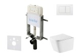 Kielle - Genesis New Set předstěnové instalace, klozetu Arkas I, Vortex Rimless+, sedátka softclose a tlačítka Gemini New III, lesklá bílá 30528SZ79