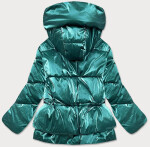 Zelená metalická krátká dámská zimní bunda puffer (omdl-022) odstíny zelené S (36)