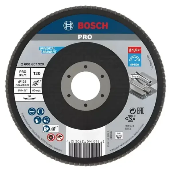 BOSCH X571 / Lamelový brusný kotouč P120 / 125x22.23 mm (2608607320)