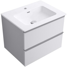 CERANO - Koupelnová skříňka Velora - bílá matná, úchytka chrom + keramické umyvadlo Novo - bílá lesklá - 71x54,5x46,5 CER-979880
