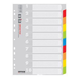 Office Products rozlišovač číselný 1-10, A4, karton, 10 listů, mix barev
