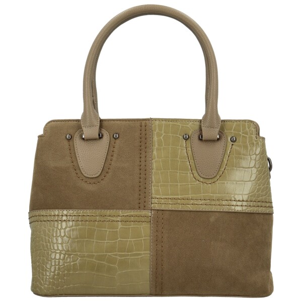 Módní dámská koženková kabelka do ruky Rosen, khaki