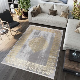 DumDekorace Moderní šedý koberec s orientálním vzorem Šířka: 200 cm | Délka: 300 cm