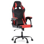 Herní křeslo, červená a černá ekokůže, houpací mechanika, opěrák 135°