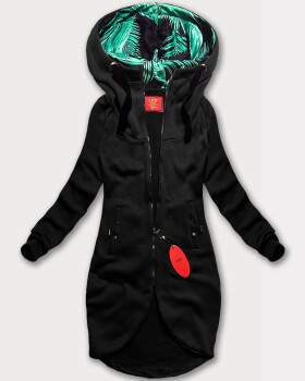 Černá dlouhá dámská mikina s asymetrickou spodní částí LHD (AMG-13) odstíny černé S (36)