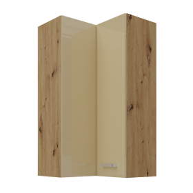 Horní rohová skříňka Artisan 60x60 GN-108 1F (90°) Barva korpusu: Dub artisan, Barva dvířek: Bílý lesk
