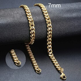 Pánský ocelový náhrdelník Erich Gold, 7 mm řetízek - chirurgická ocel, Zlatá 50 cm 7 mm