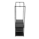 Stojan na šaty dvouramenný se čtyřmi policemi, černá barva, kov / plast, chrom