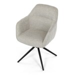 Židle jídelní a konferenční, krémová látka, černé kovové nohy, otočný mechanismus