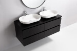 CERANO - Koupelnová skříňka Carole - černá matná + deska pod umyvadlo Navira Pro - 36 mm - 140x51,6x46 CER-668288