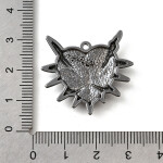 Kovový přívěsek - platinový s červeným smaltem - gotické srdce - 27 x 29,5 x 3,5 mm - 1 ks