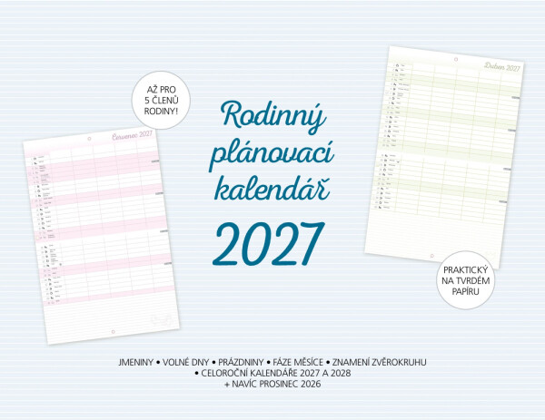 Kalendář 2027 Rodinný plánovací - Extra Publishing