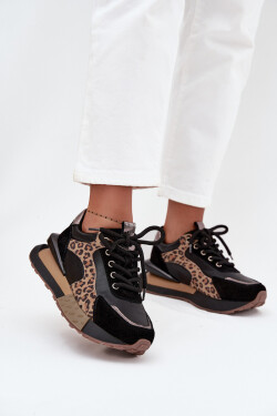 Kožené dámské tenisky na platformě Panterka Artiker 55C0134 Černé 36