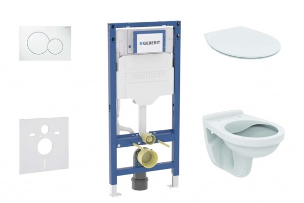GEBERIT - Duofix Set předstěnové instalace, klozetu Alpha a sedátka softclose, tlačítko Sigma01, alpská bílá SANI11CD3100